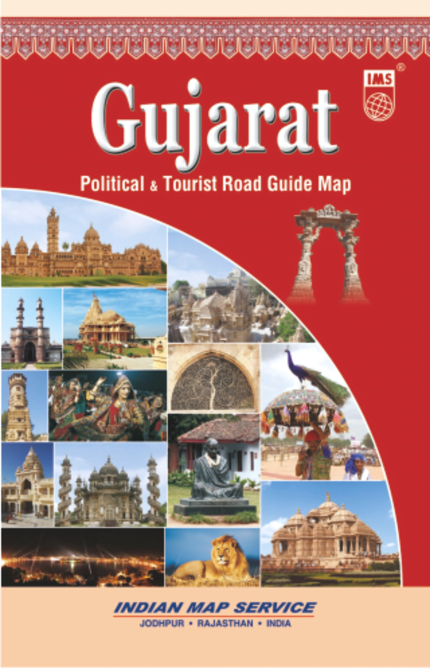 Political & Tourist Road Guide Map Gujarat
