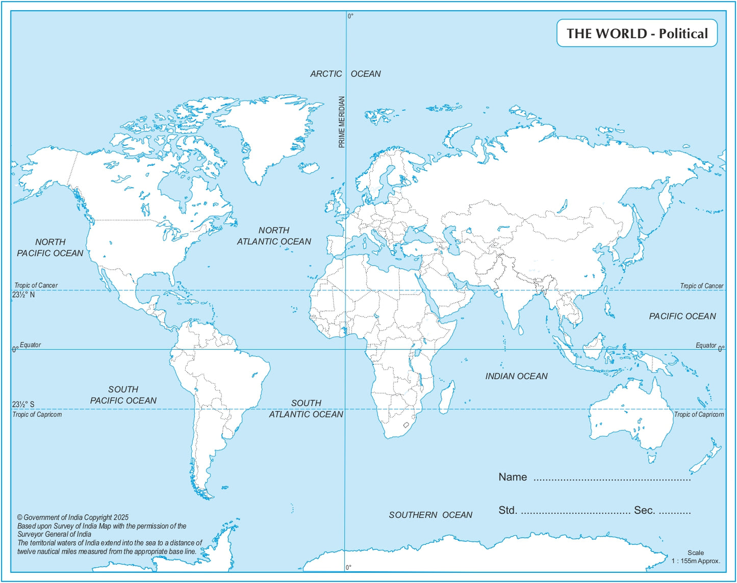 Outline Map of World Political set of 50