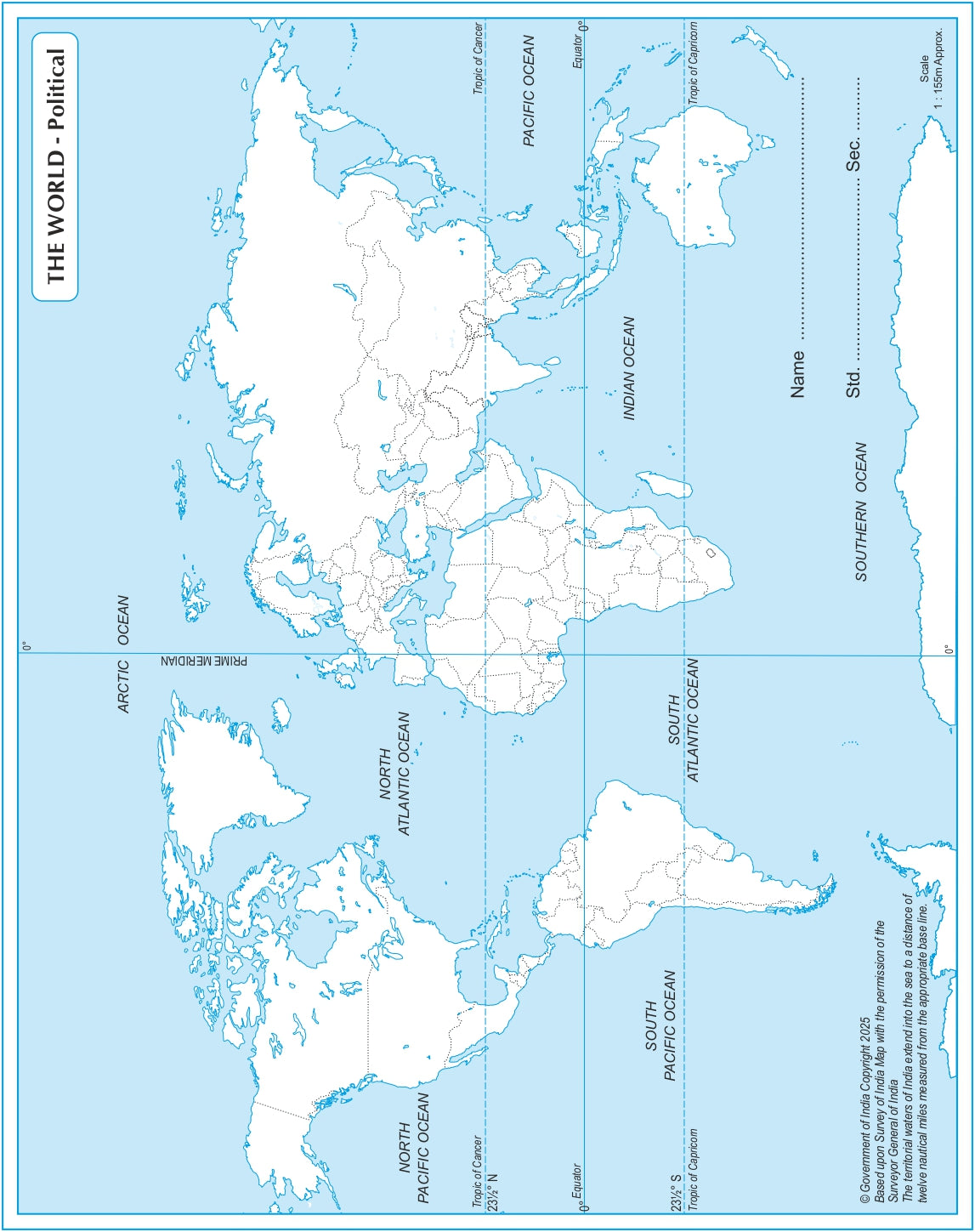 Outline Map of India and world Political set of 100
