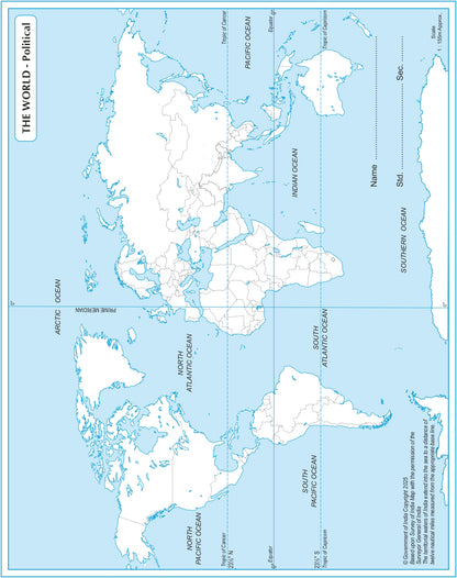 Outline Map of India and world Political set of 100