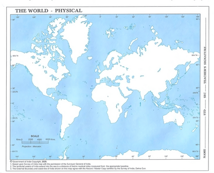 Outline Map of India and world Physical set of 100